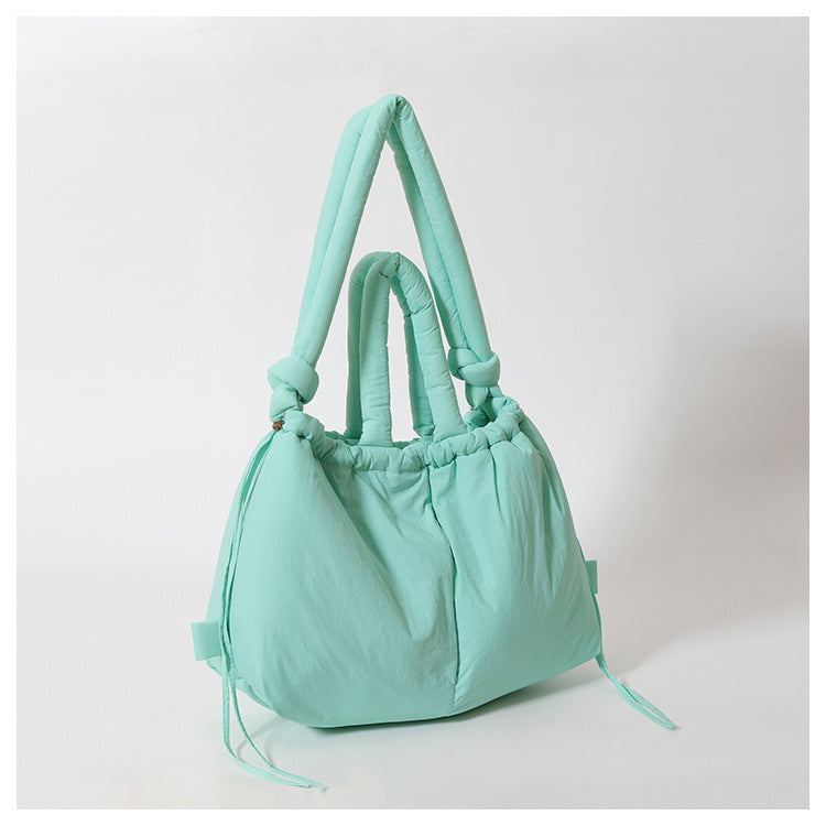 Cross-Border Hot Personality and Versatility down Cotton Backpack New Nylon Drawstring Lightweight Shoulder Bag Fashion Cloth Bag