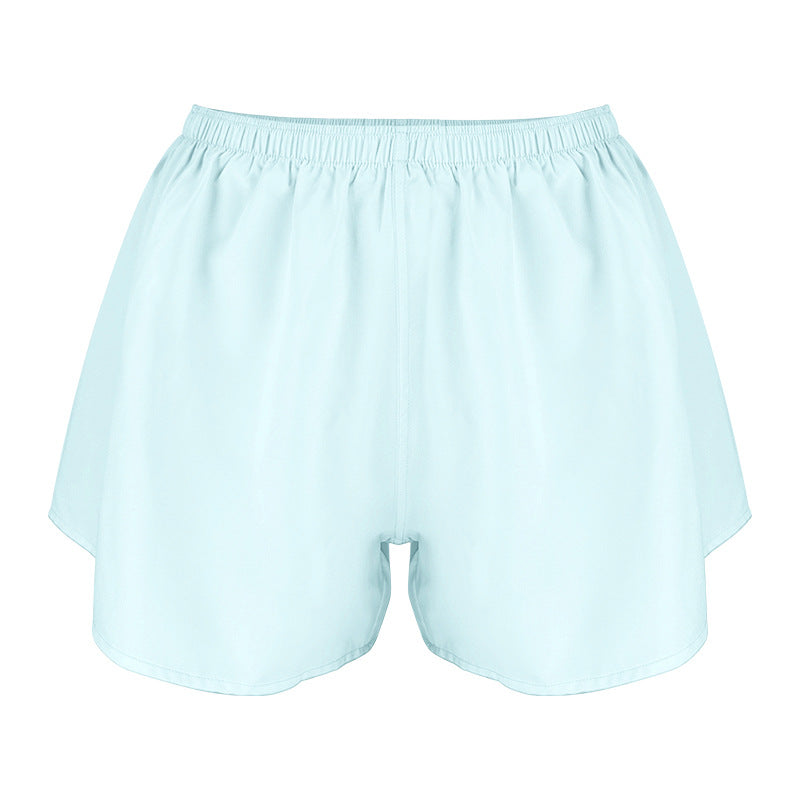 High-waisted Elastic Adjustable Fake Two-piece Sports Shorts