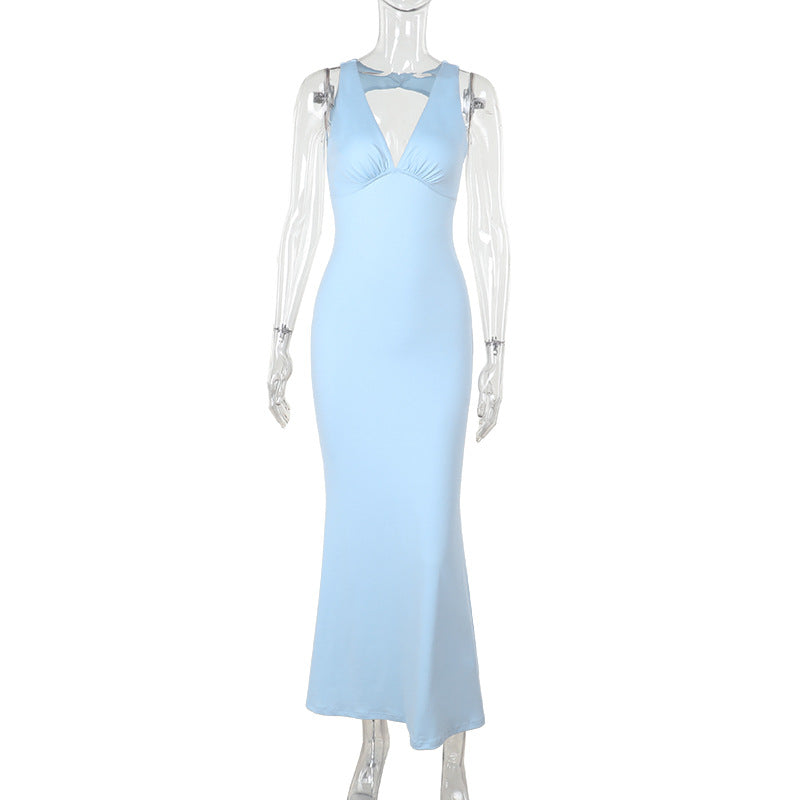 Elegant Sexy Slim V-neck Backless Slim Dress