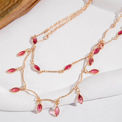 Zircon Water Drop Geometric Tassel Necklace