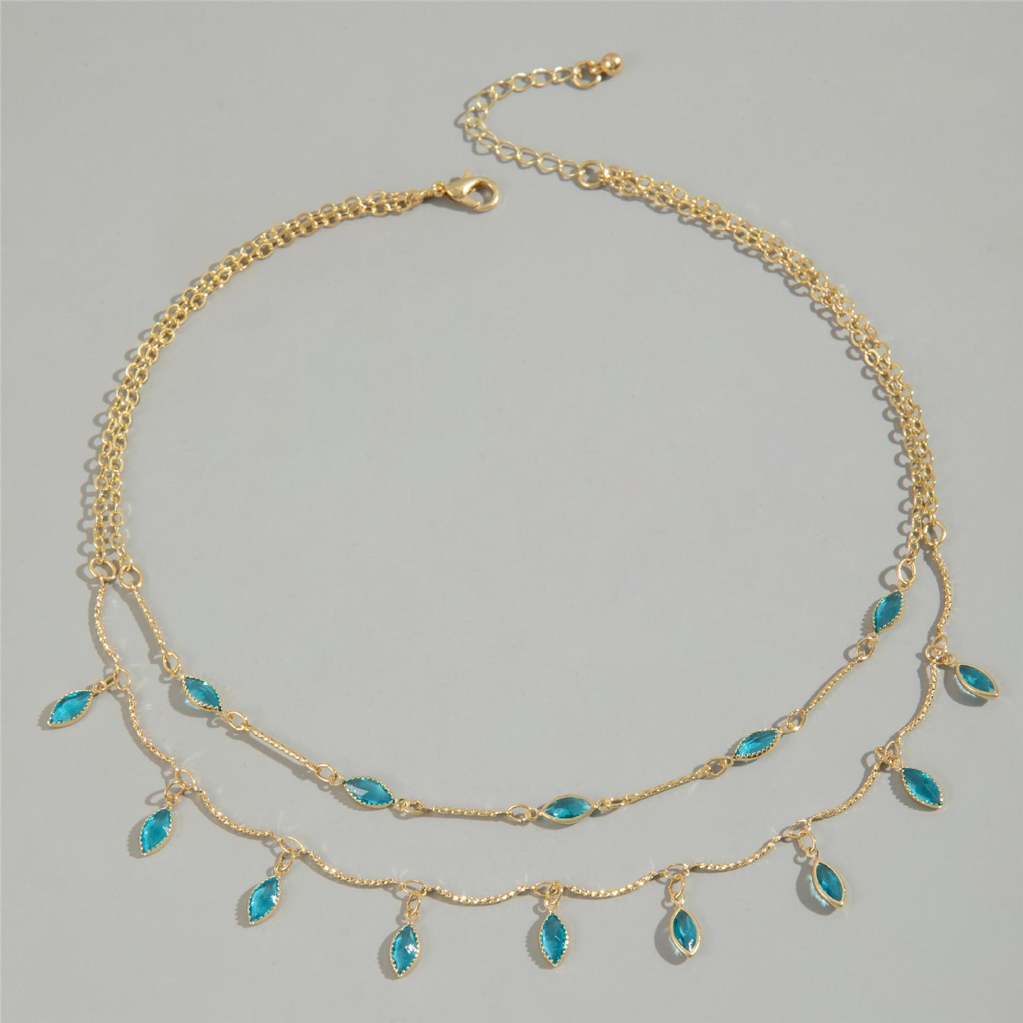 Zircon Water Drop Geometric Tassel Necklace