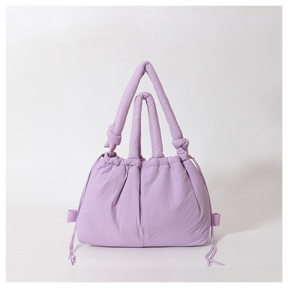 Cross-Border Hot Personality and Versatility down Cotton Backpack New Nylon Drawstring Lightweight Shoulder Bag Fashion Cloth Bag