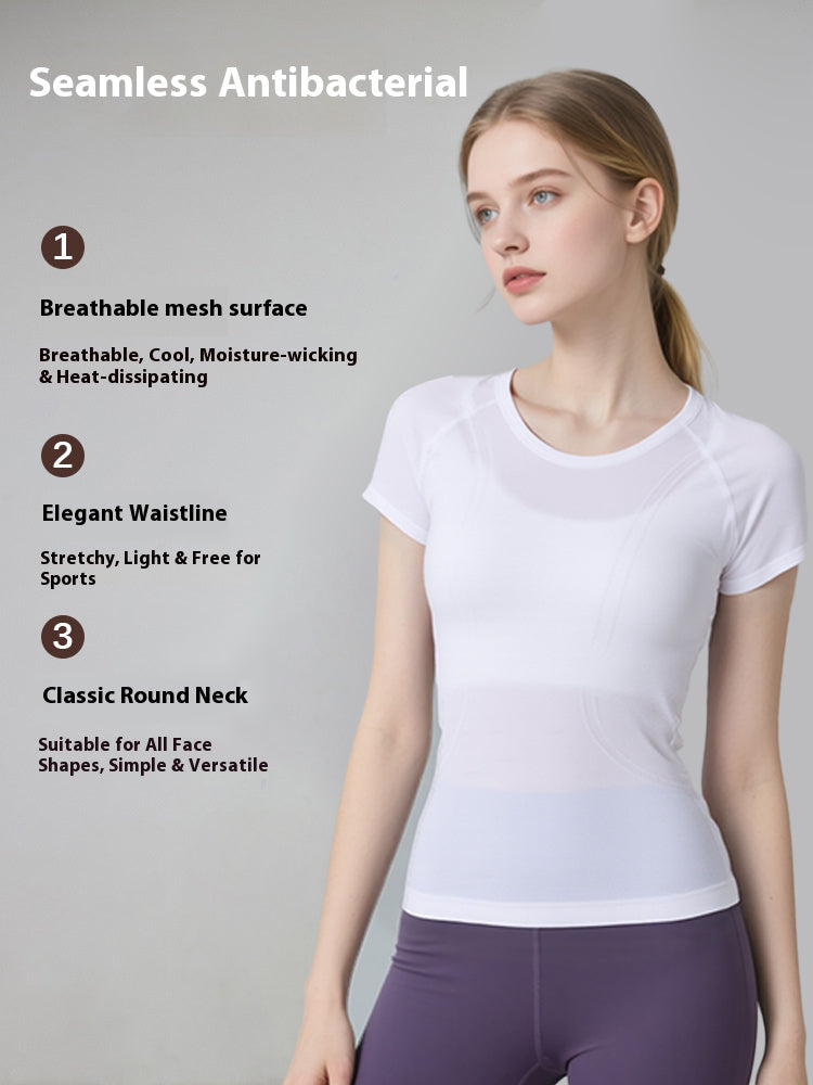 Seamless Antibacterial Lightweight Quick-Dry Slim Fit Yoga T-Shirt